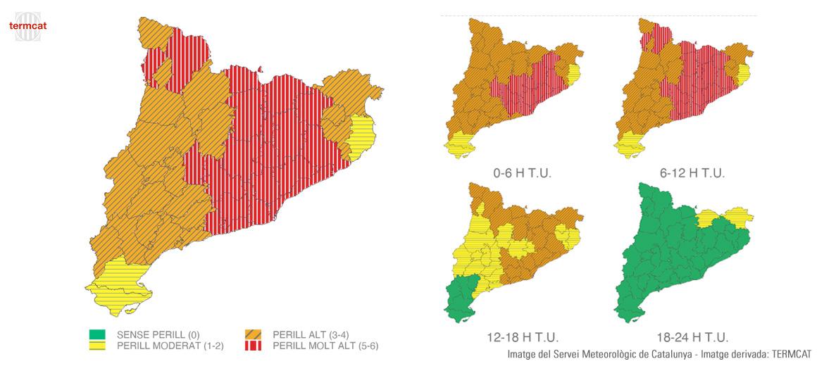 Mapa de l'avís meteorològic per vent emès pel Servei Meteorològic de Catalunya l'11 de febrer de 2026
